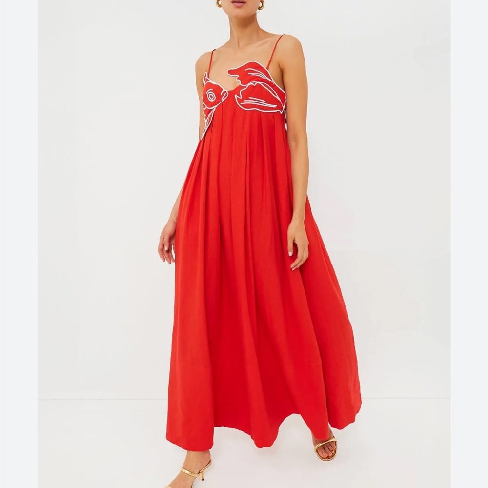 FARM Rio Red Maxi Dress with White Fish Embroidery - Picture 3 of 13